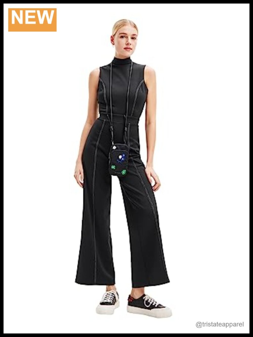 Sleeveless High Neck Culotte Jumpsuit Recycled Polyester